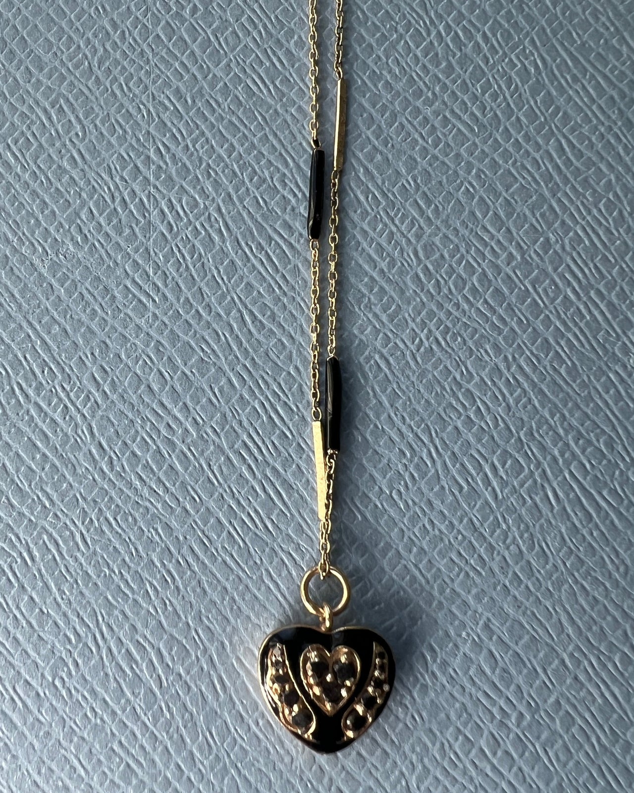 Black Diamond Black Enamel Heart Necklace