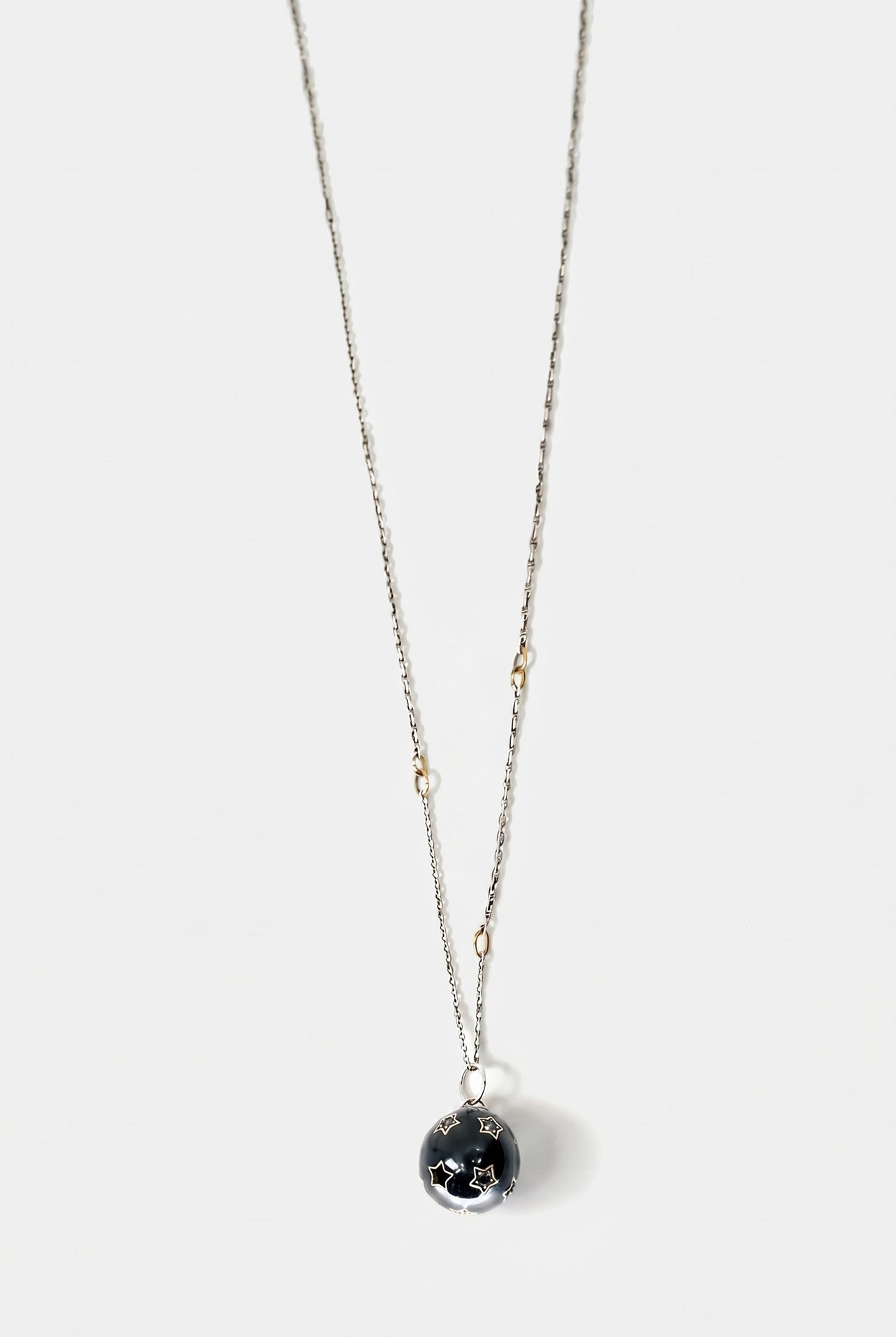 Diamond Star Sphere Necklace Enamel Silver