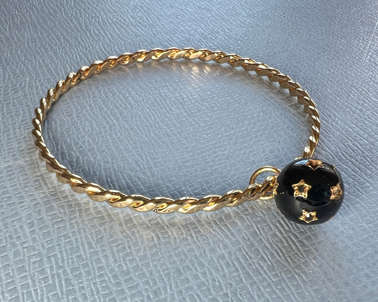 Black Diamond White Diamond Sphere Bangle Black Enamel