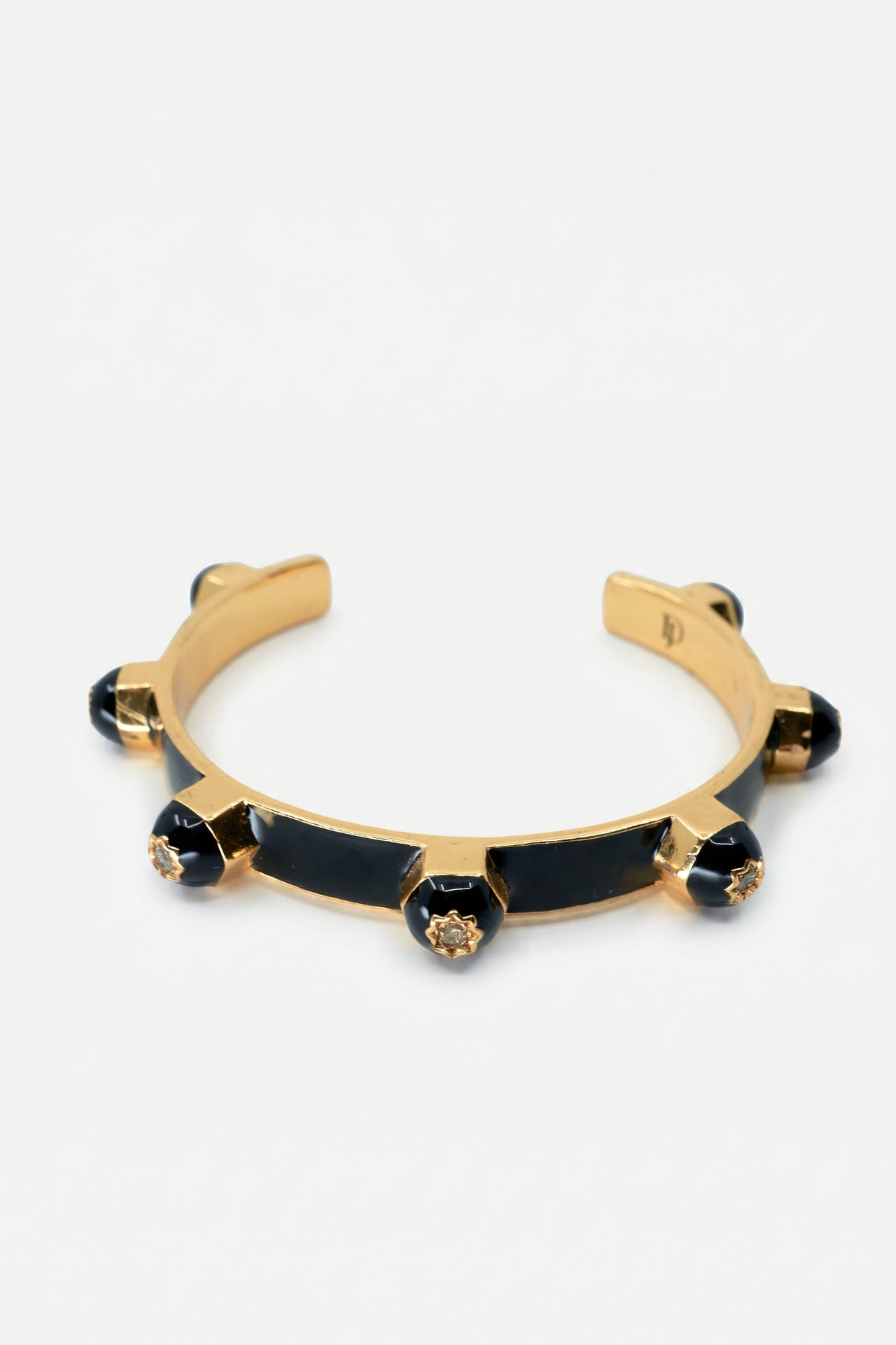 Brutalist Diamond Star Stud Cuff Bracelet Black