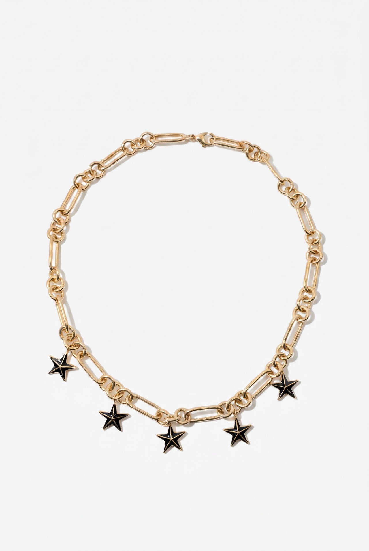 Star Charm Choker Necklace Black Enamel