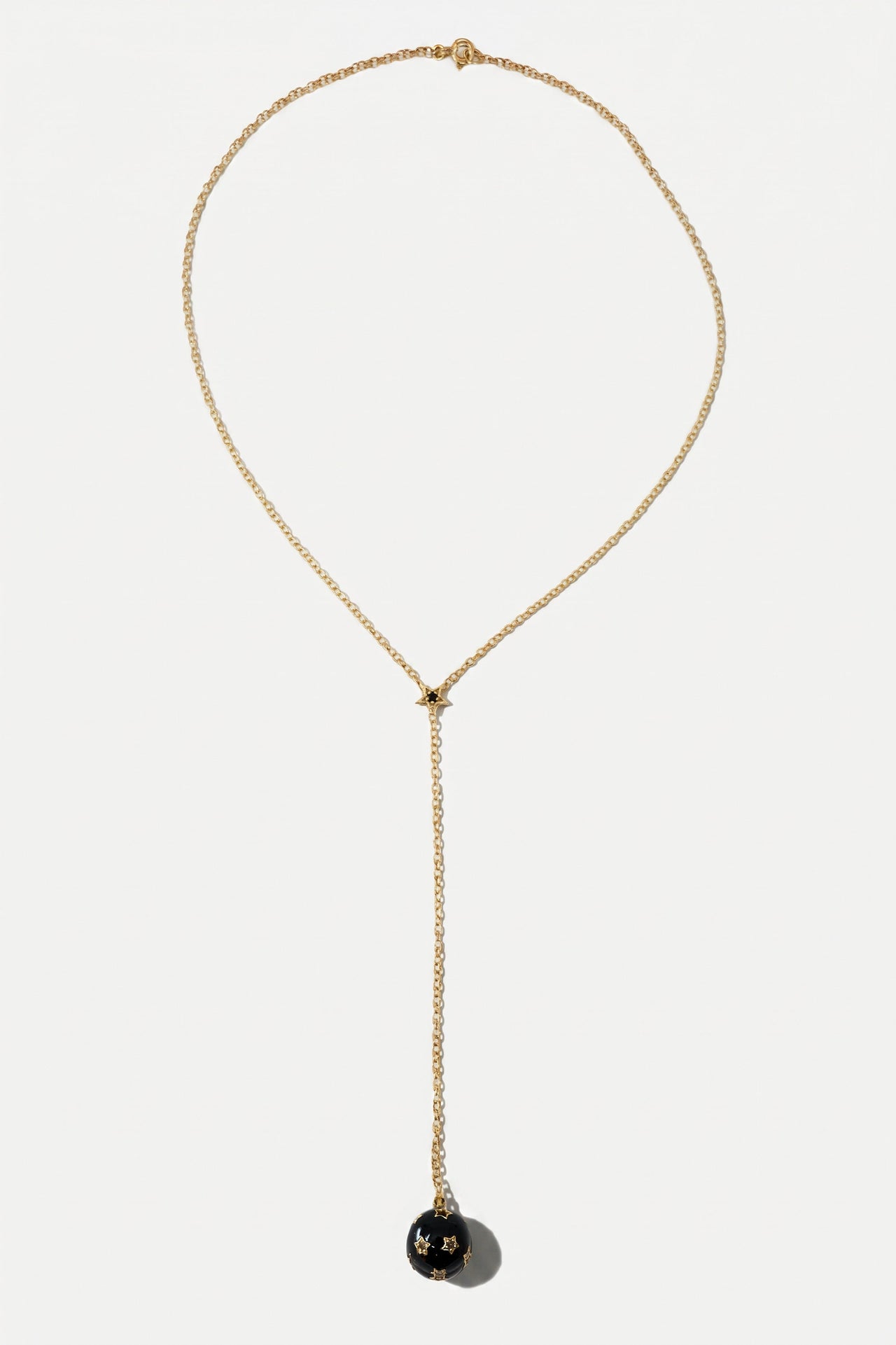 Diamond Star Sphere Drop Necklace Gold Plated