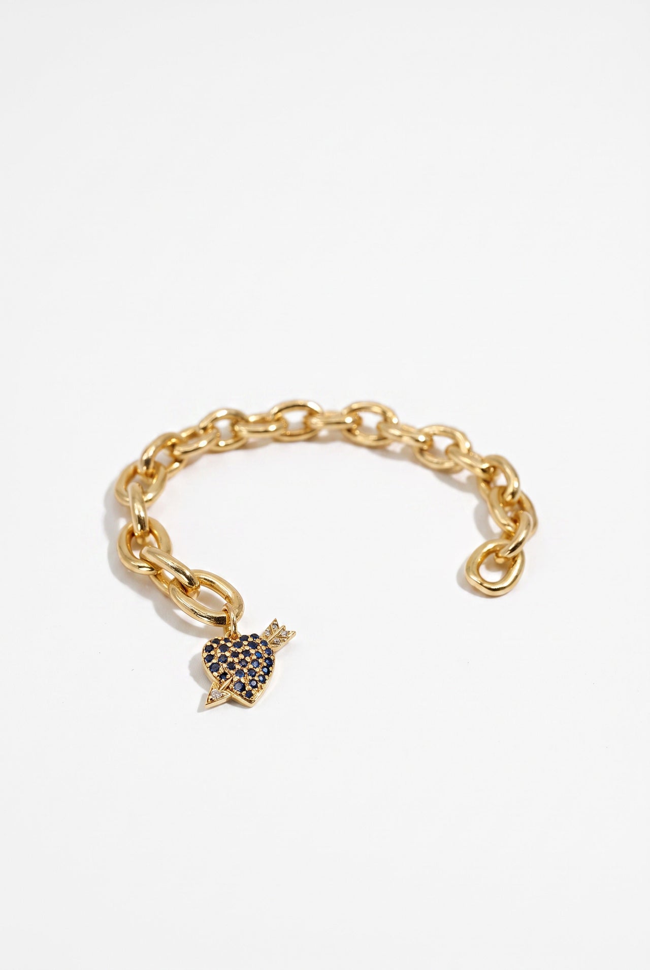 Cupid Heart Cuff Black Diamond Charm Bracelet