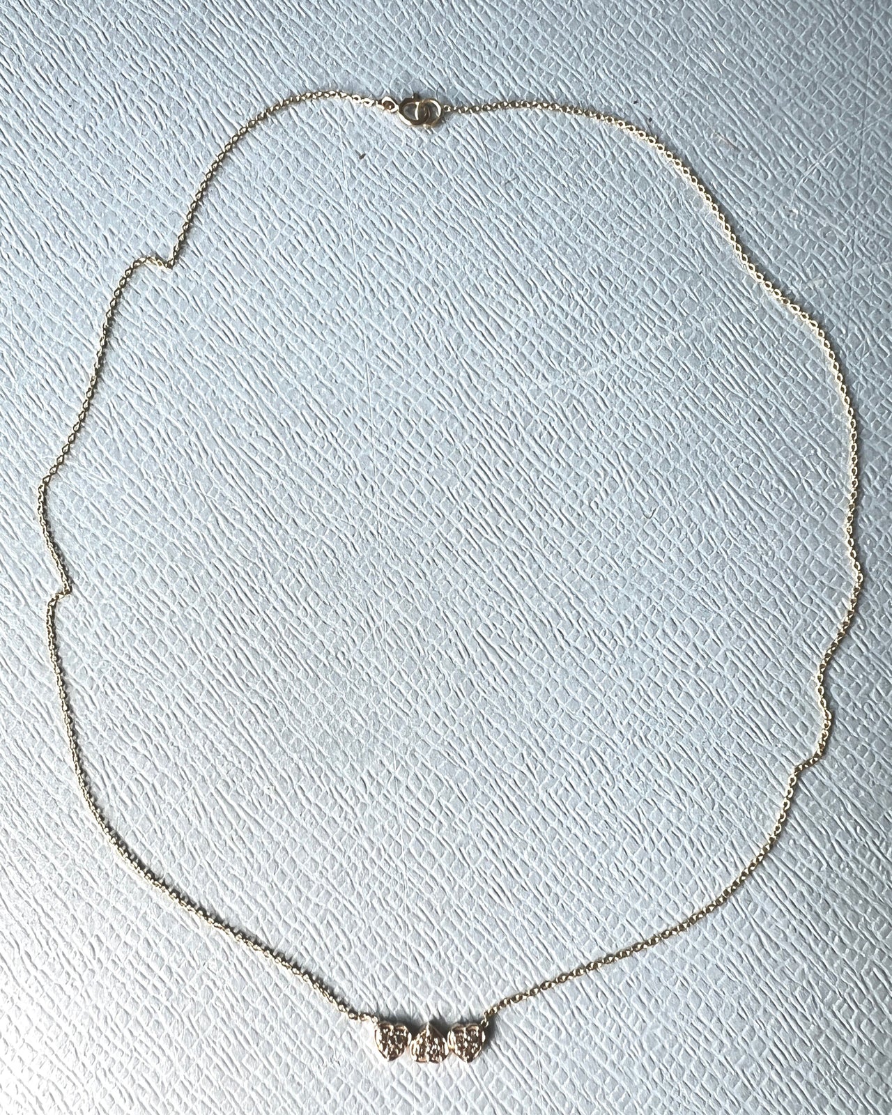 White Diamond Three Heart Choker Chain Necklace