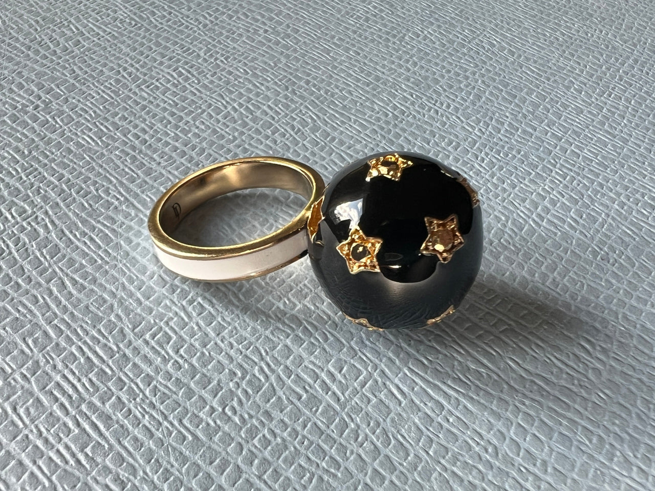 Diamond Sphere Ring Black Enamel