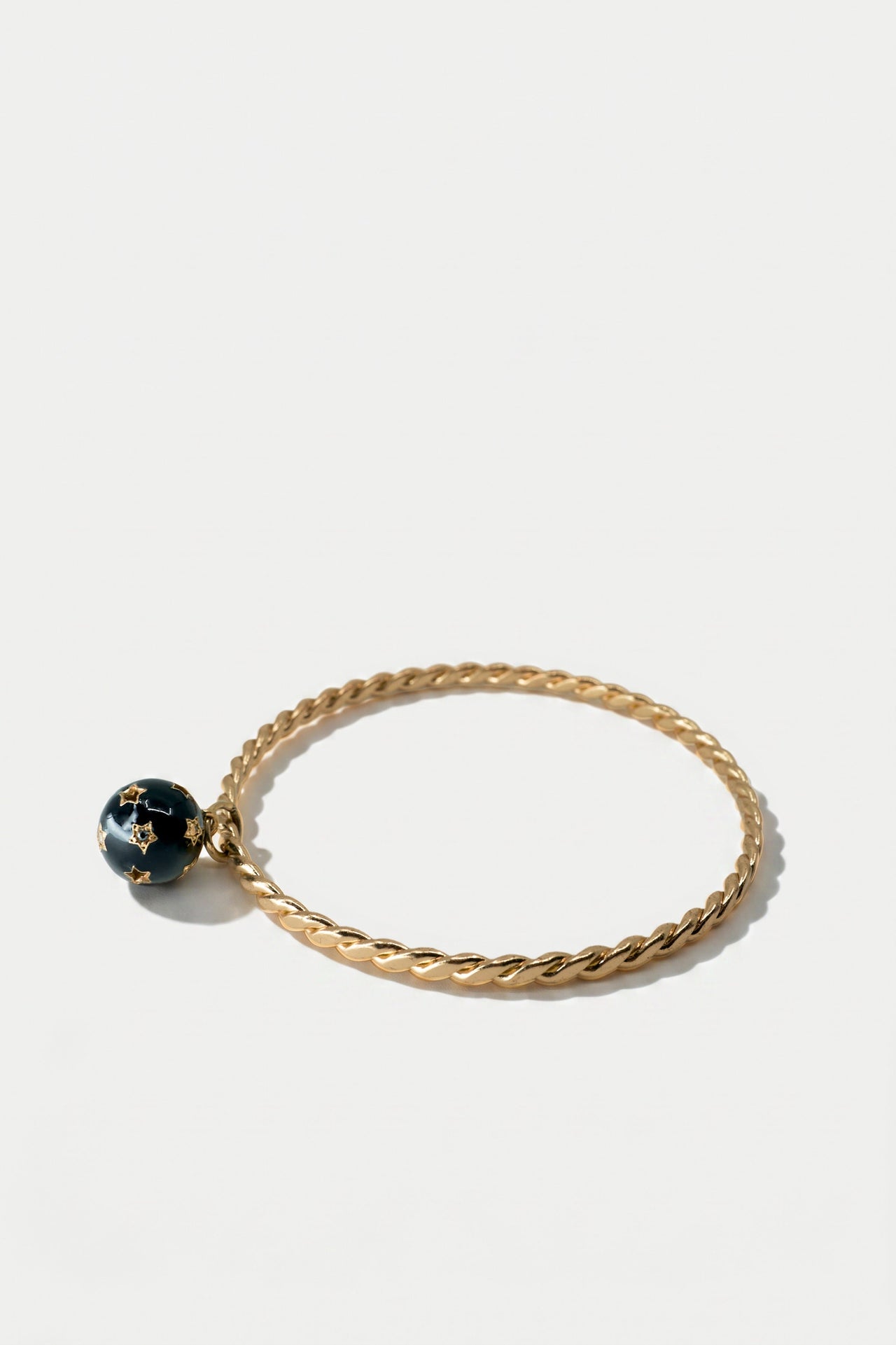 Celestial Bangle Black Enamel Bracelet Diamond Star