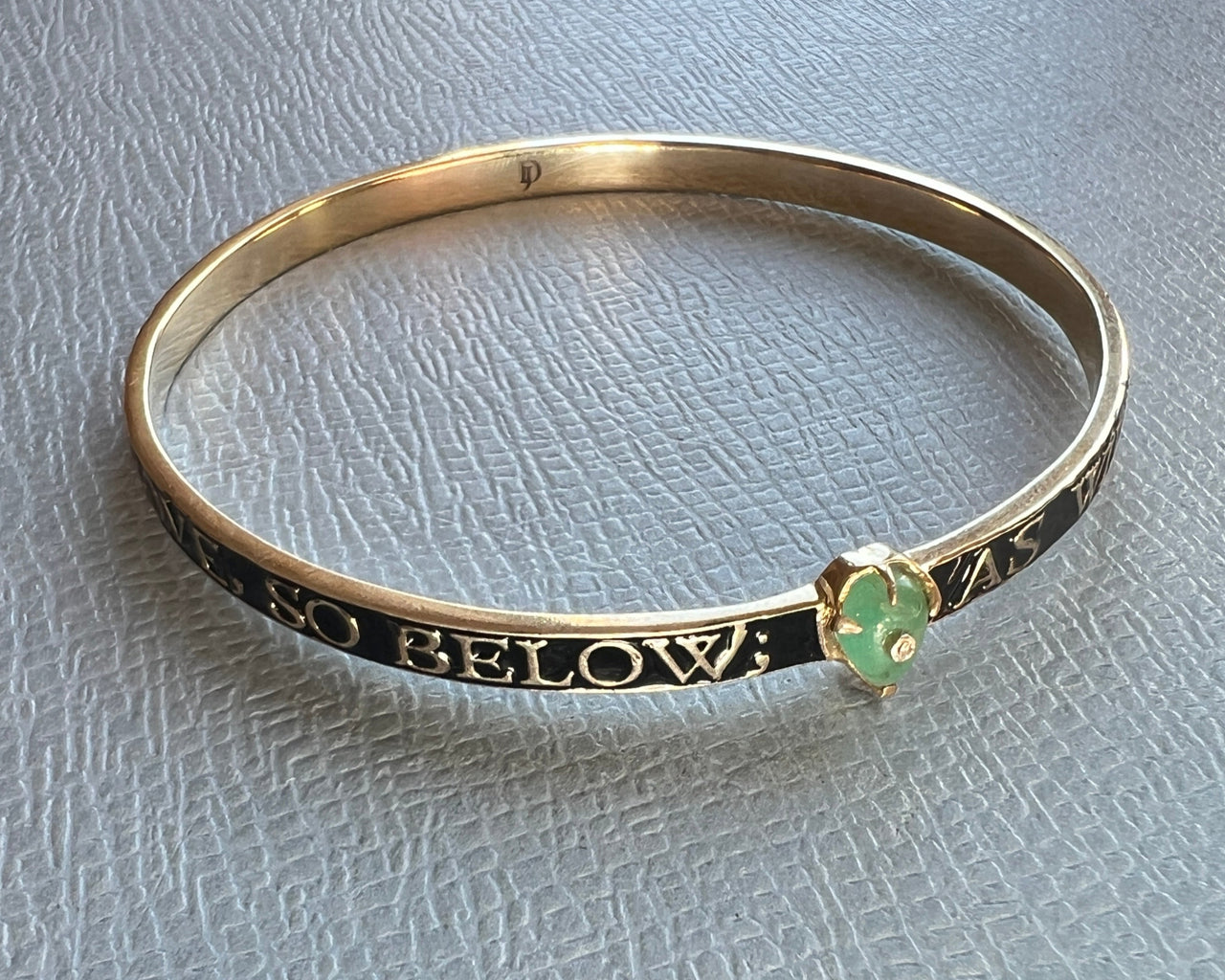 Emerald Diamond Bangle Black Enamel As Above So Below