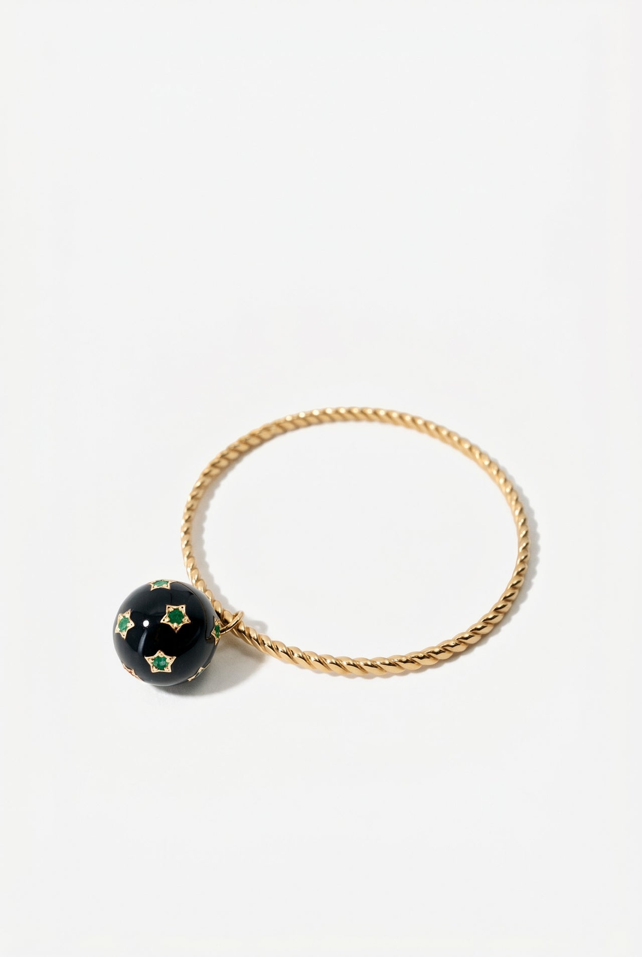 Sphere Bangle Black Enamel Emerald
