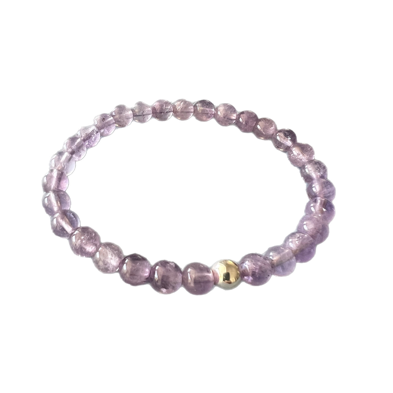 Lilac Amethyst Small Bead Healing Bracelet Silver