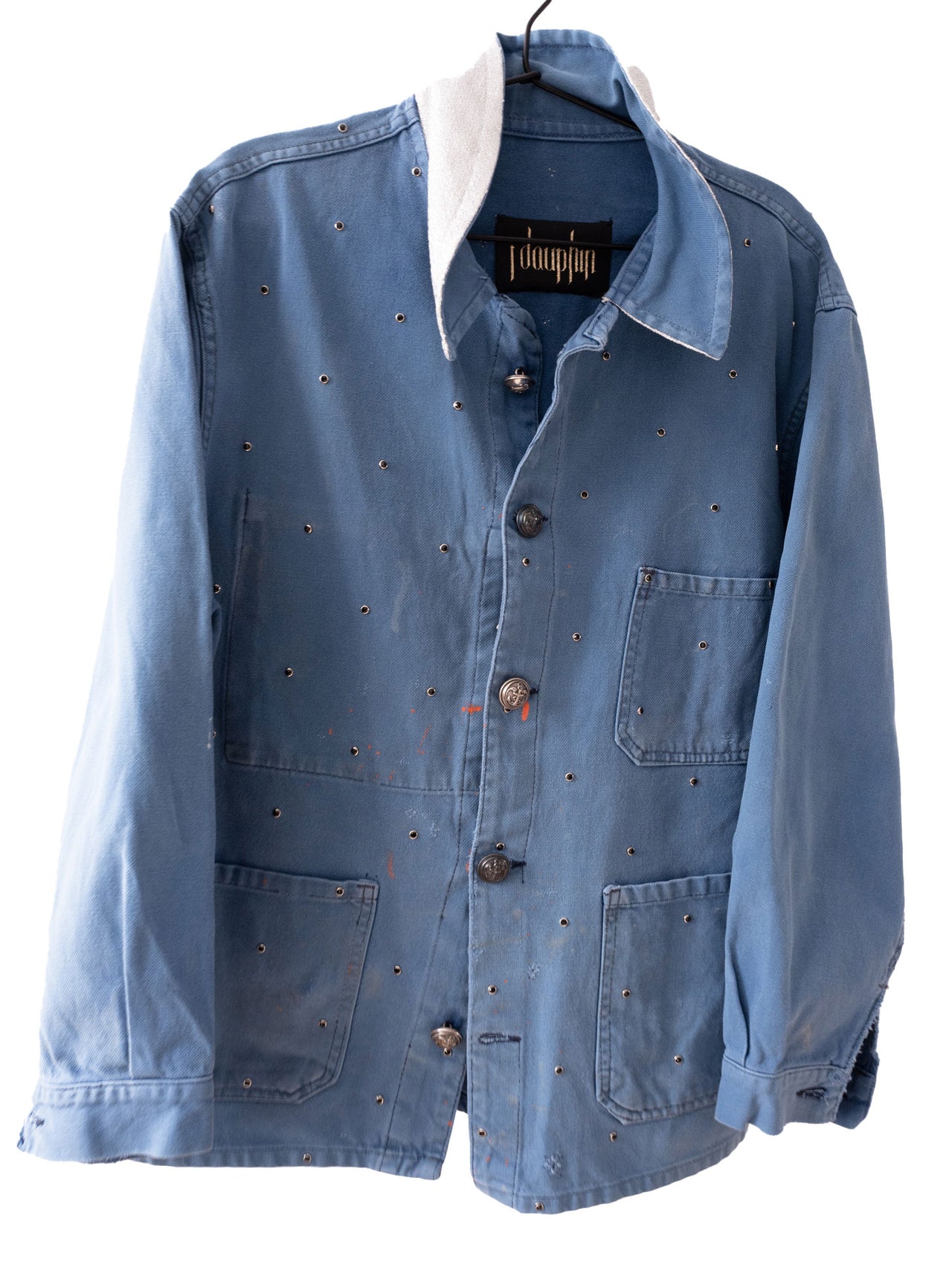 Distressed Blue Jacket Black Swarowski Crystals Medium