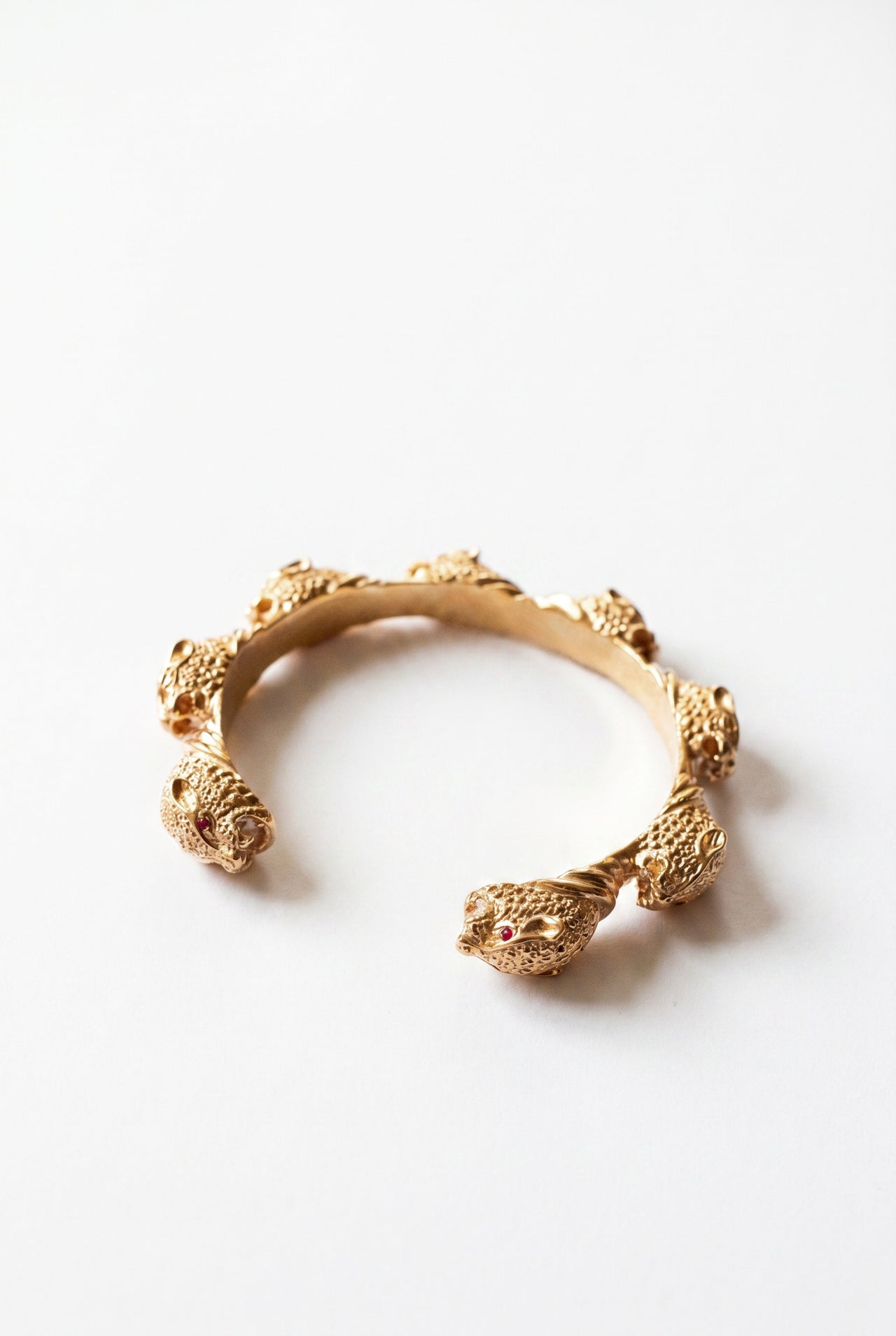 Jaguar Cuff Bracelet Ruby Gold Plated
