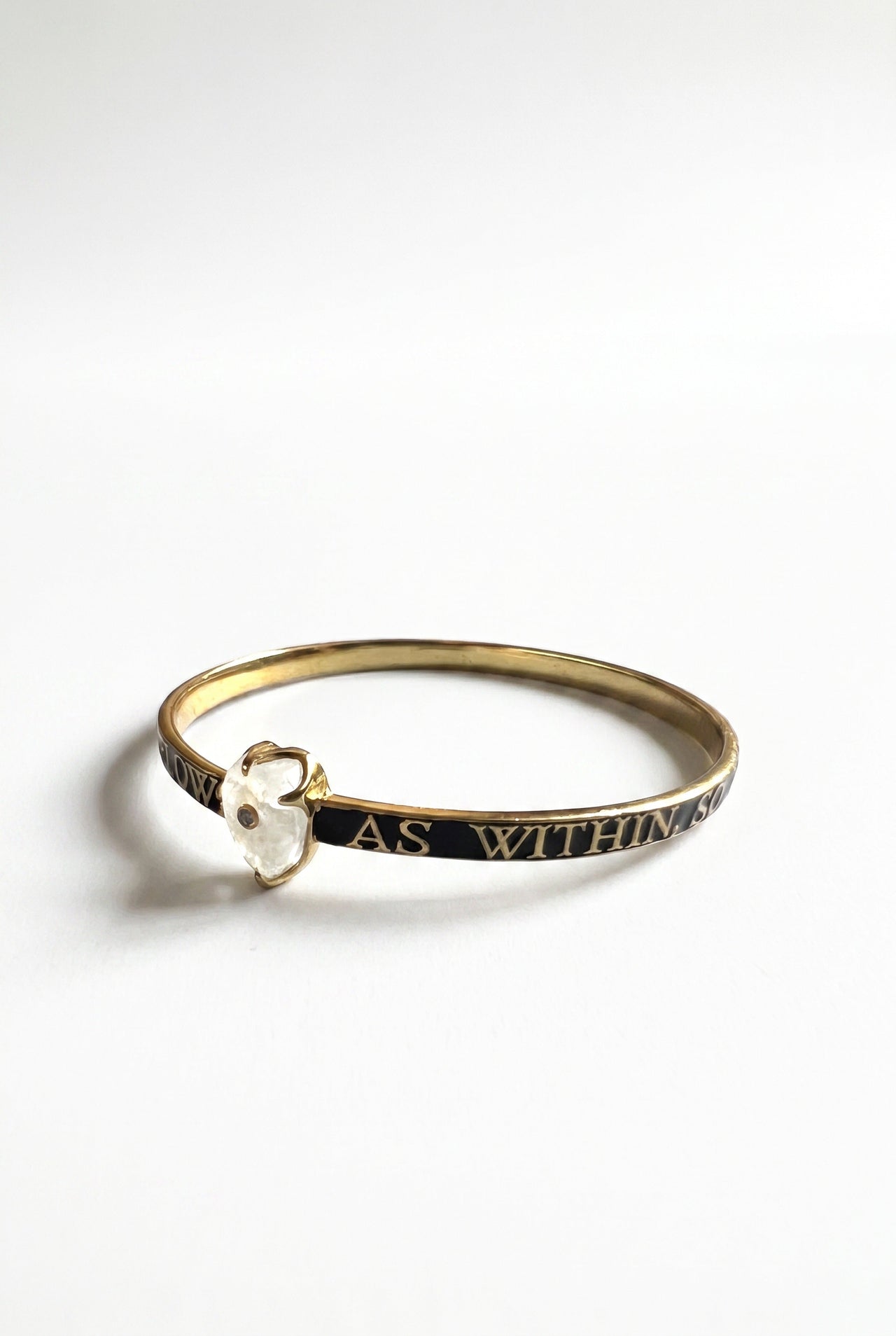 Moonstone Bangle Black Enamel Bracelet Diamond