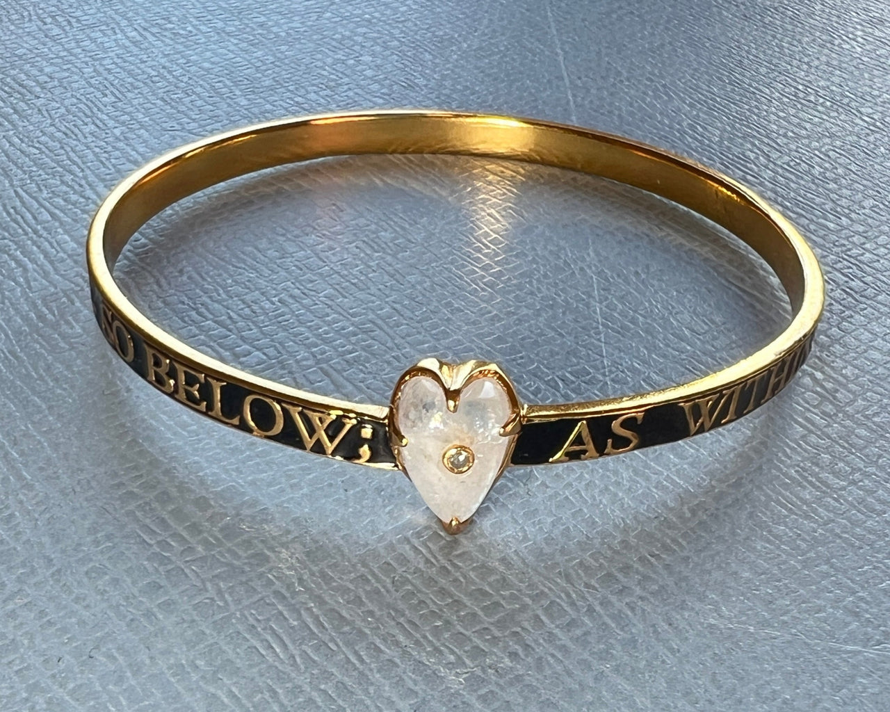 Moonstone Diamond Bangle Black Enamel As Above So Below