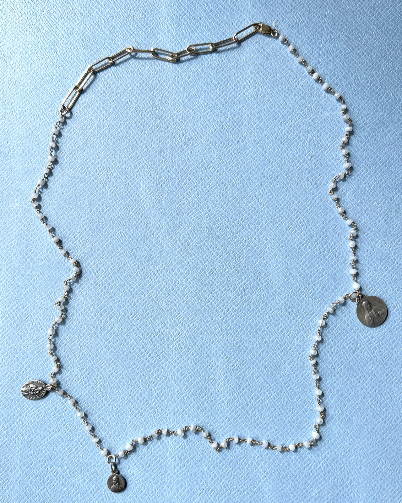 Virgin Mary Vintage Medal Rosario Necklace