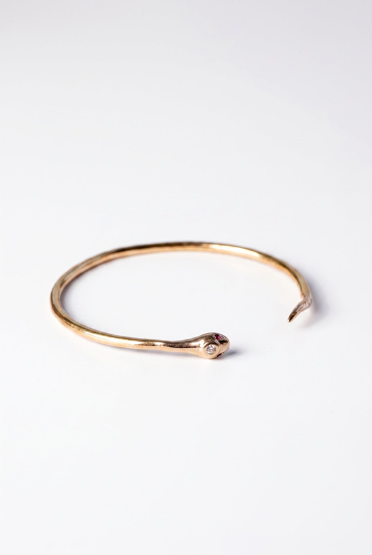 White Diamond Serpent Cuff Bracelet Gold