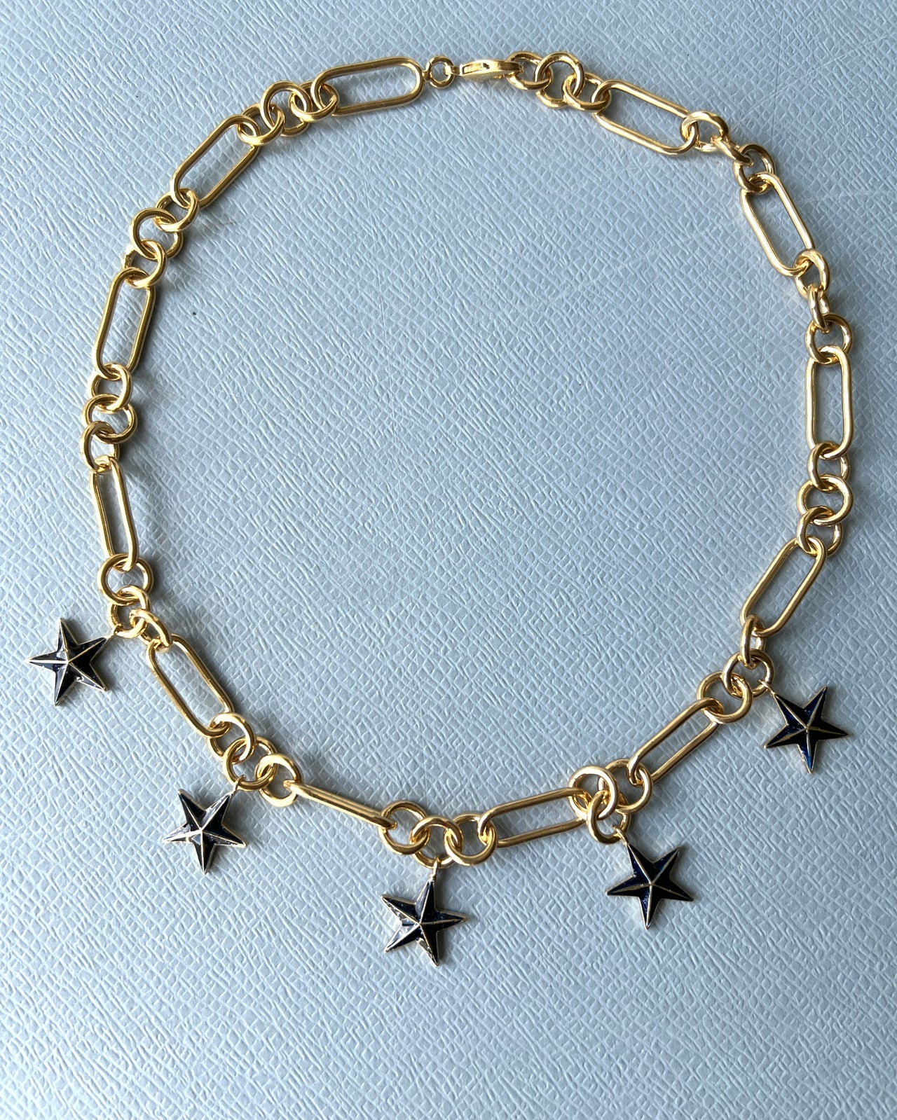 Star Charm Choker Necklace with Midnight Blue Glitter Stars