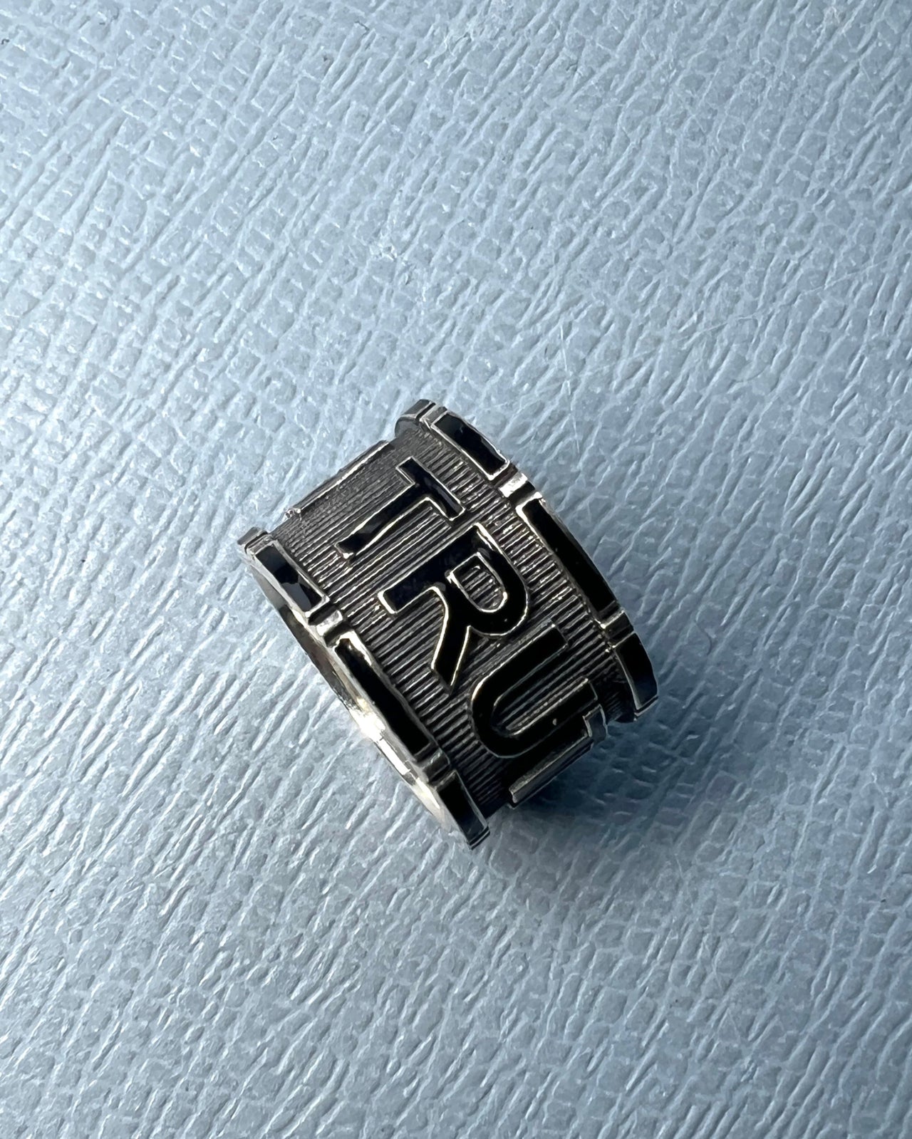 Truth Band Ring Silver Black Enamel
