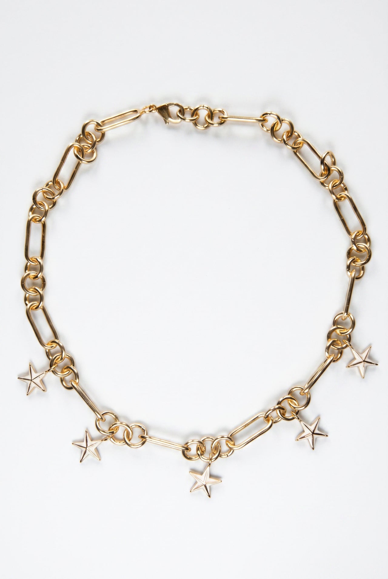 Star Charm Choker Necklace White Enamel