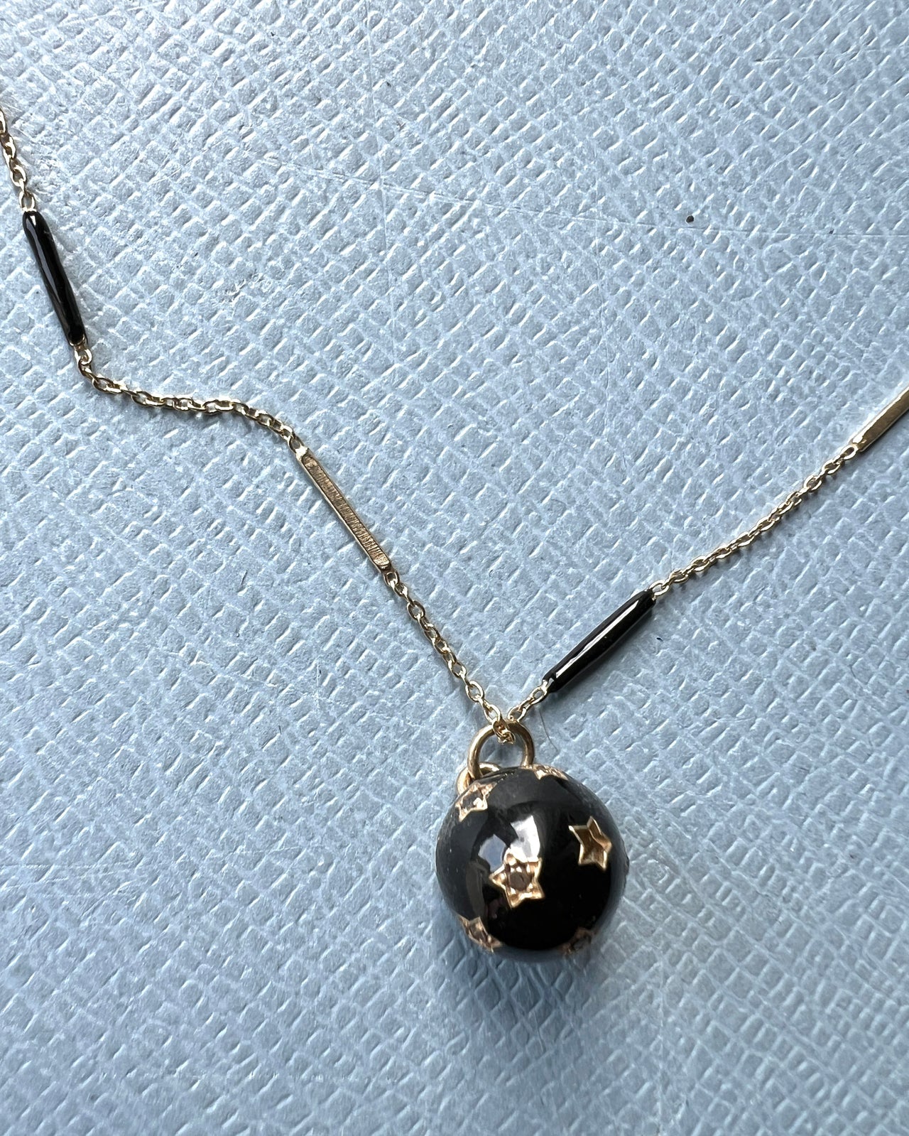 White Diamond Black Diamond Enamel Mini Sphere Enamel Necklace