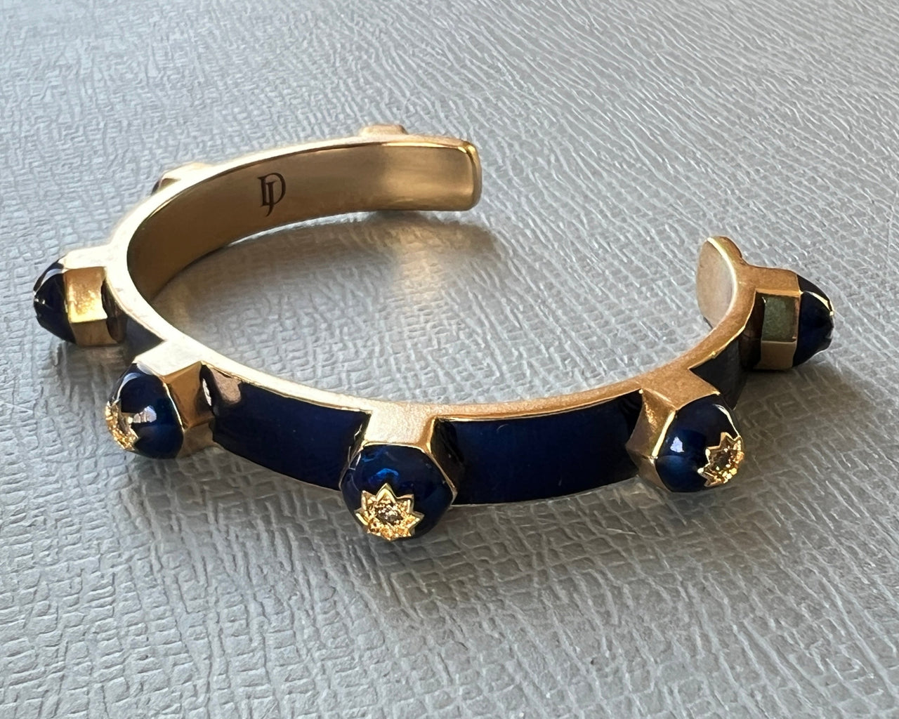 White Diamond Stud Bangle Royal Blue Enamel