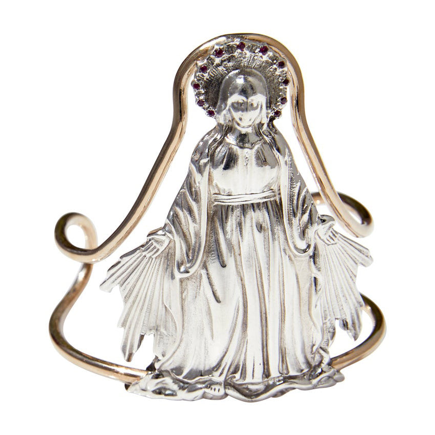 J Dauphin Virgin Mary Statement Cuff Ruby