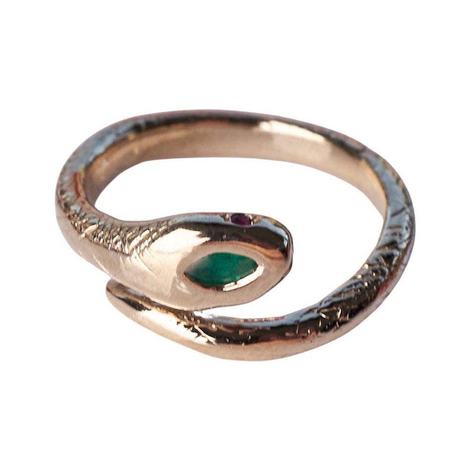 Snake Ring Emerald Marquis Ruby