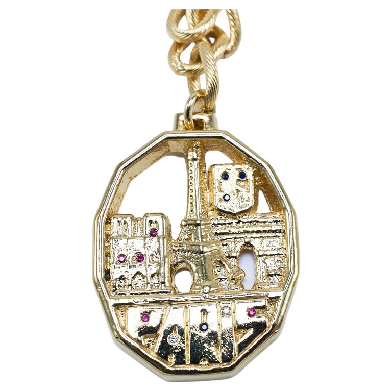 Paris Souvenir Pendant Chunky Chain Necklace