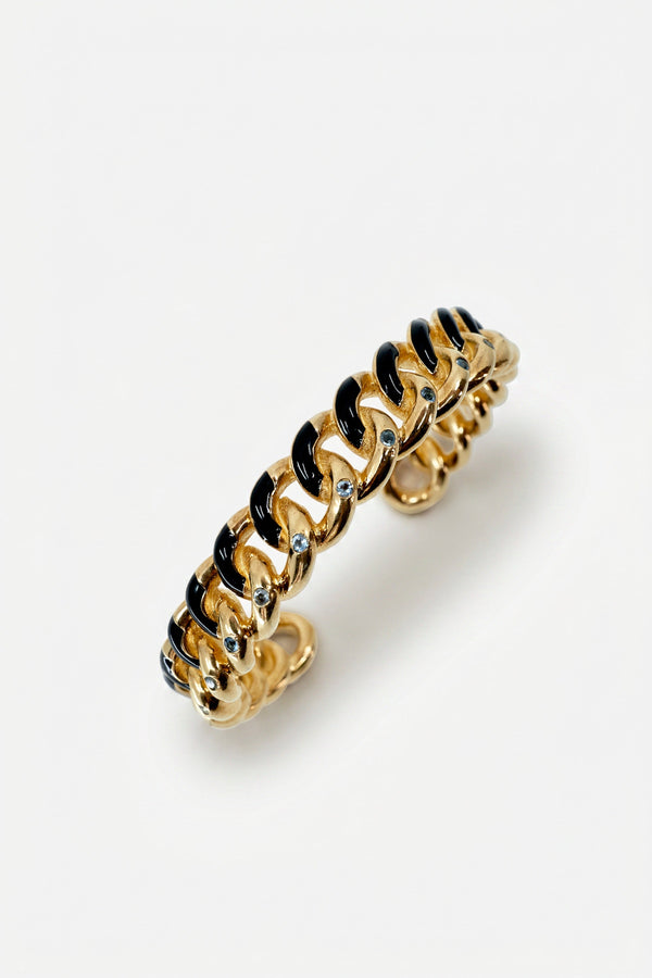 Sculptural Cuff Aquamarine Chain Bracelet