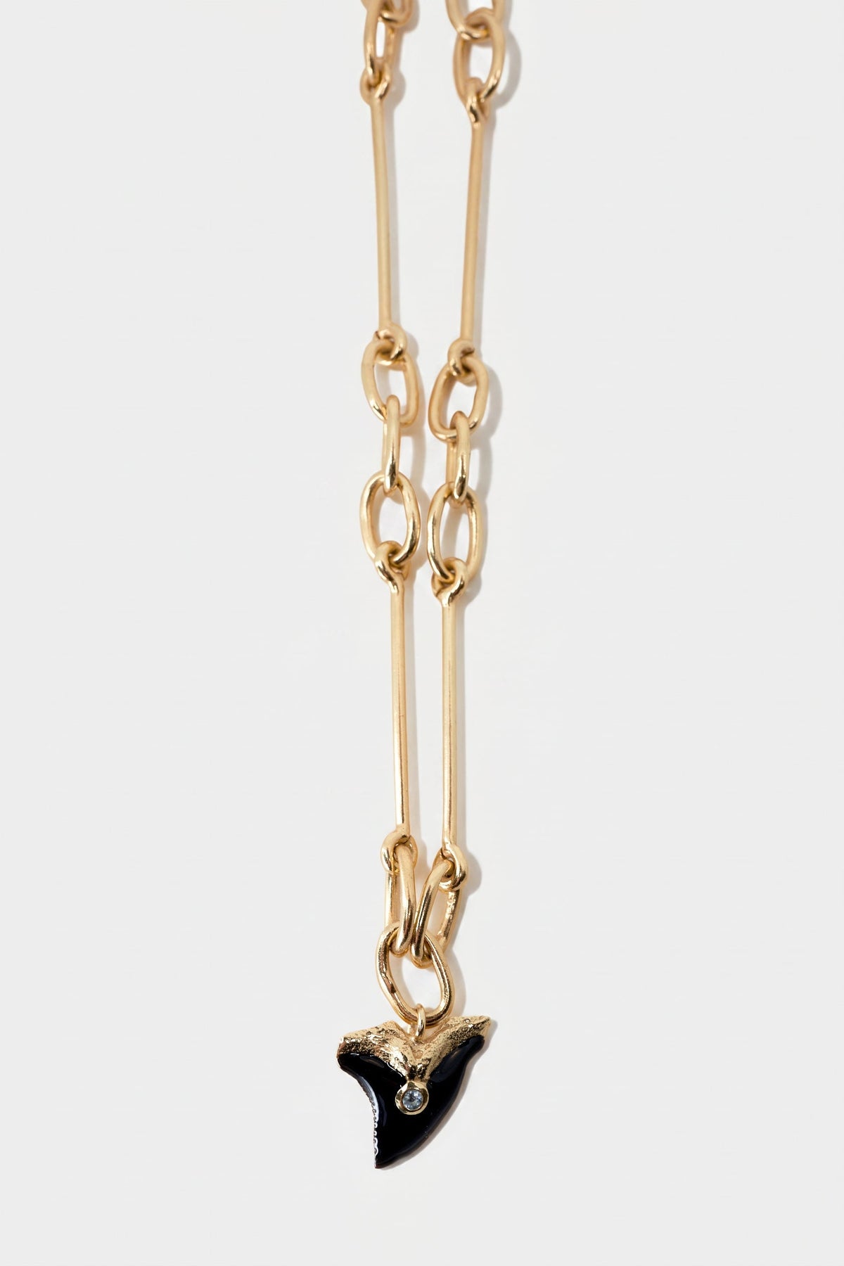 Shark Tooth Necklace Choker Aquamarine Black Enamel