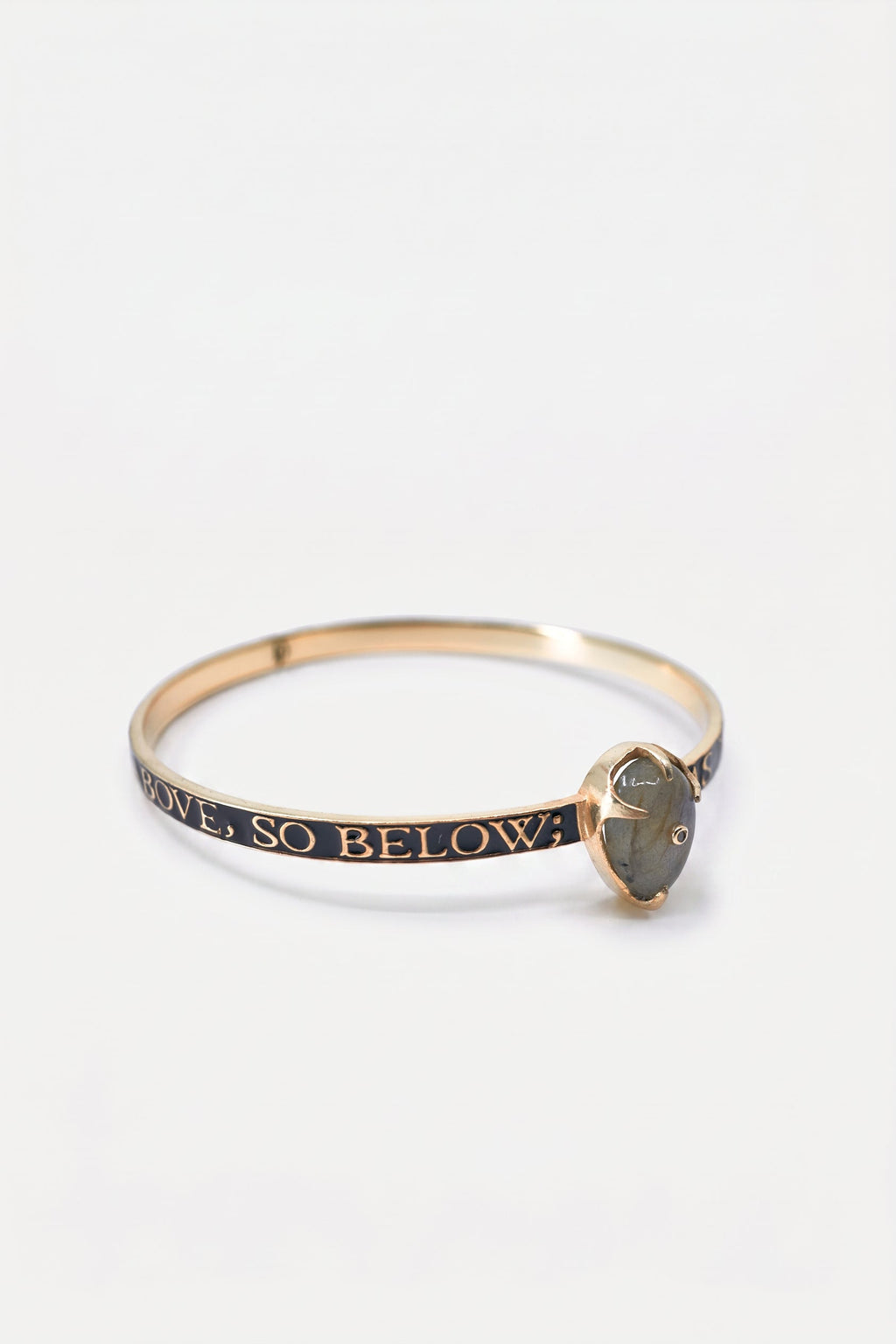 Labradorite Bangle Bracelet Black Enamel