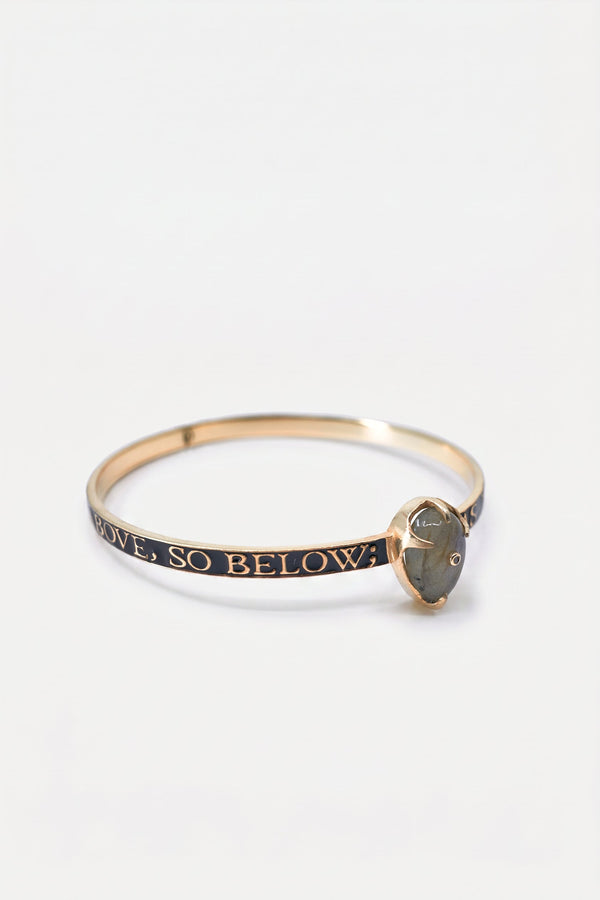Labradorite Bangle Bracelet Black Enamel
