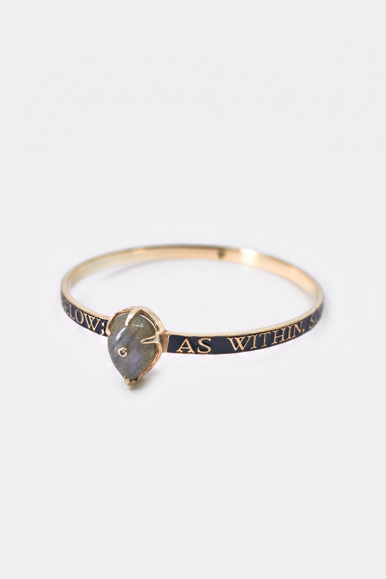 Labradorite Bangle Bracelet Black Enamel