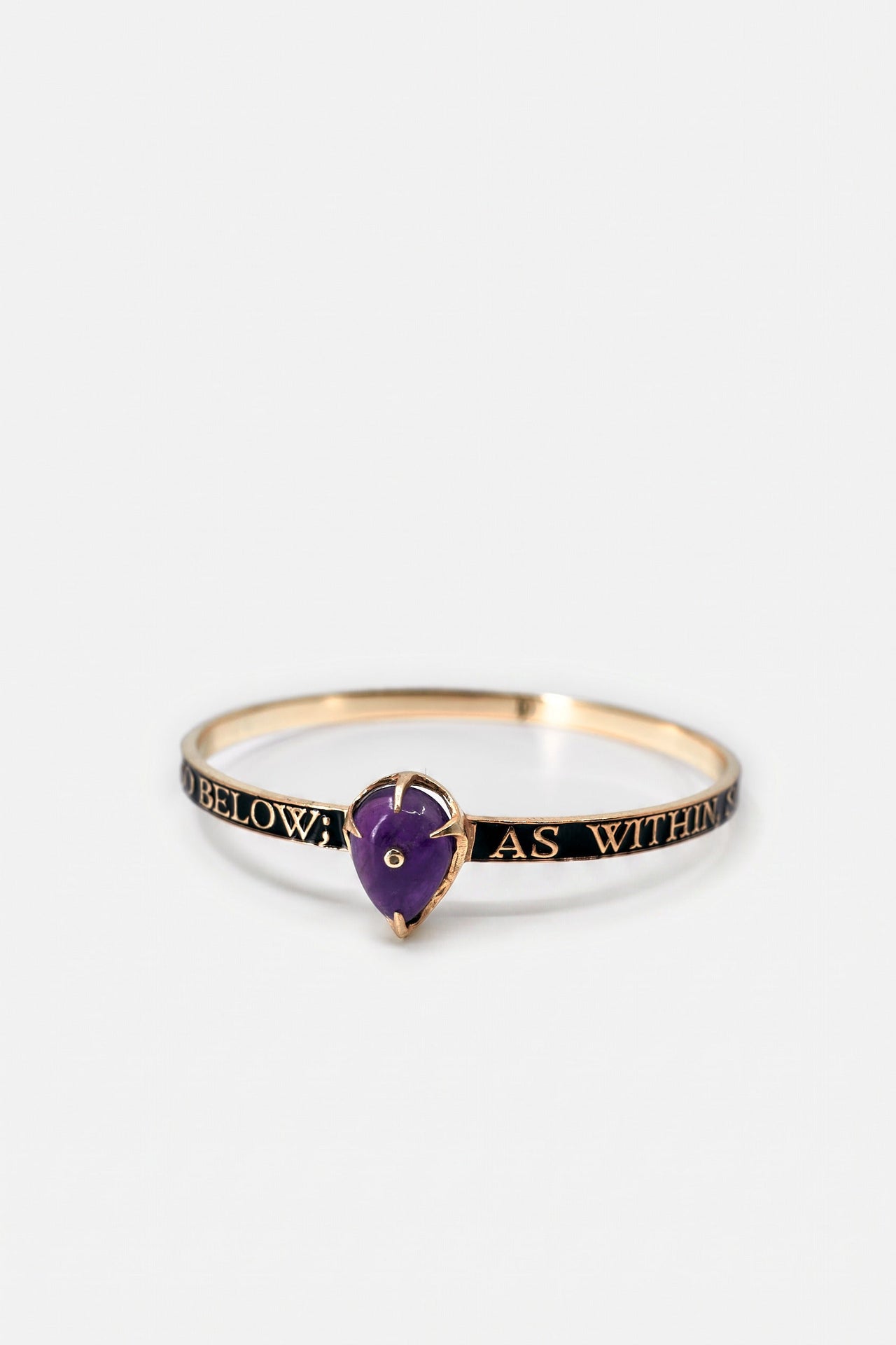 Amethyst Bangle Black Enamel Bracelet