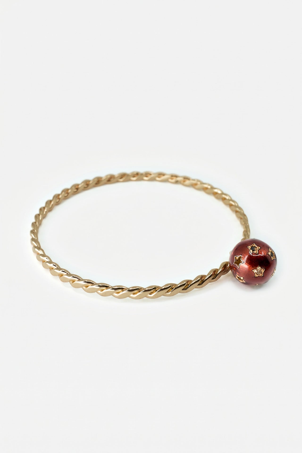 Celestial Bangle Red Enamel Bracelet Diamond Star
