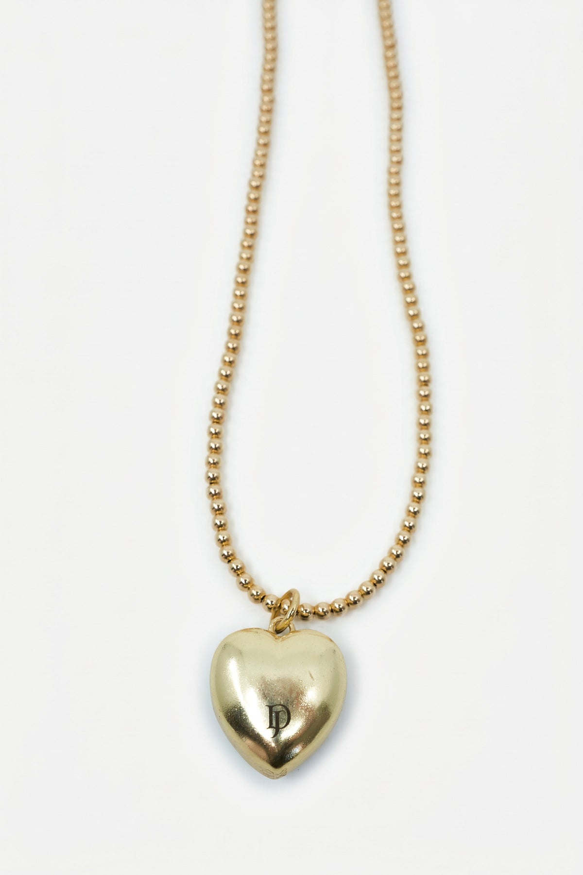 Black Diamond Heart Necklace Black Enamel Bead Chain