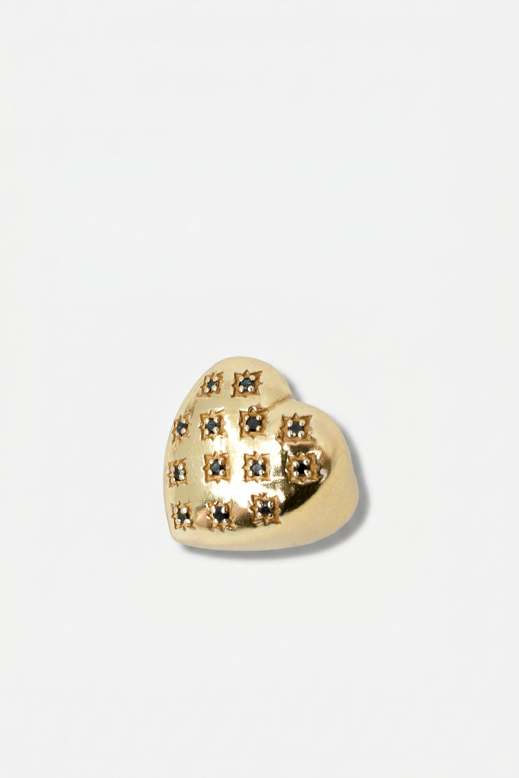 Gold Heart Signet Ring Black Diamond Star