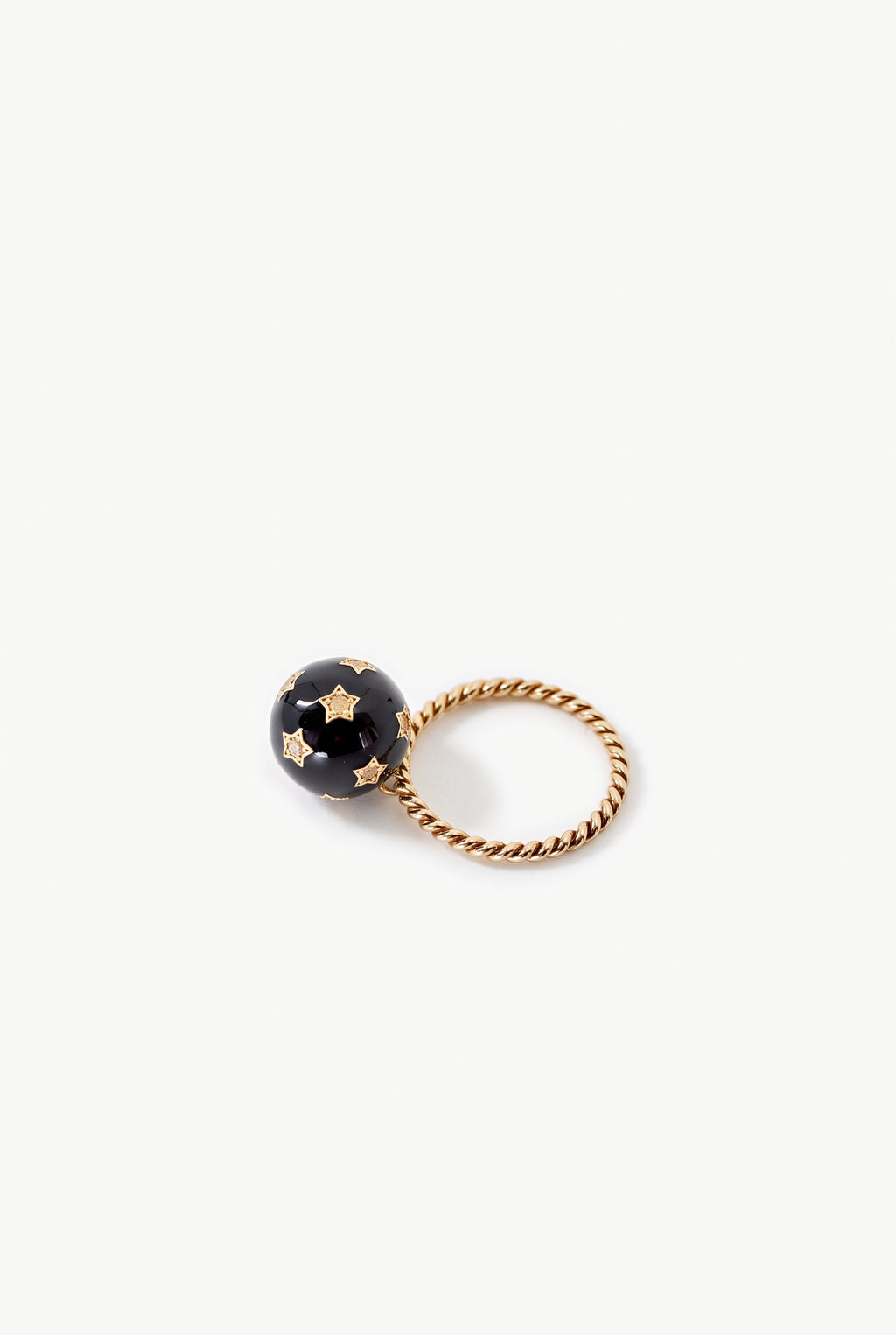 Double Sphere Ring Diamond Black Enamel (Copy)