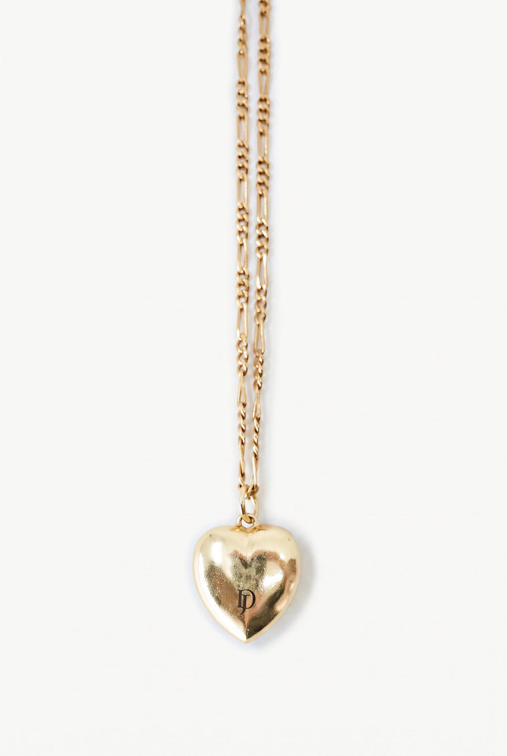 Black Enamel Heart Necklace White Diamonds Pearl Figaro Chain