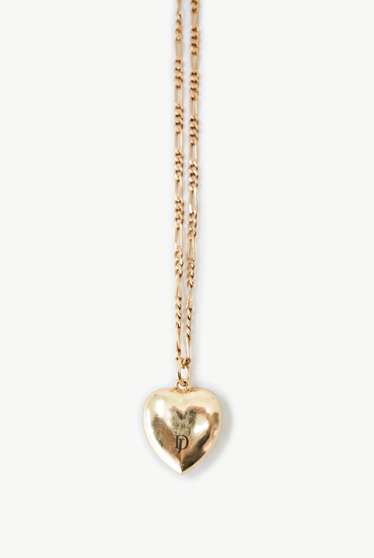 Black Enamel Heart Necklace White Diamonds Pearl Figaro Chain