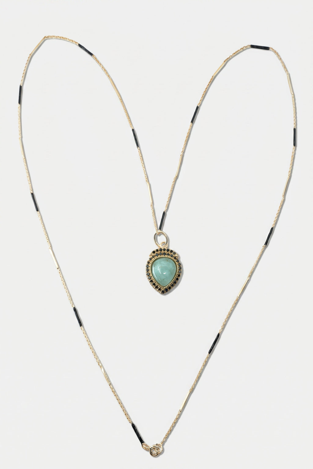 Aquamarine Necklace Black Diamond Black Enamel Chain
