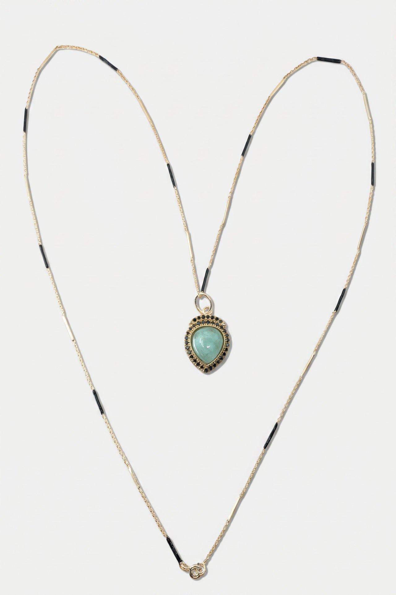 Aquamarine Necklace Black Diamond Black Enamel Chain