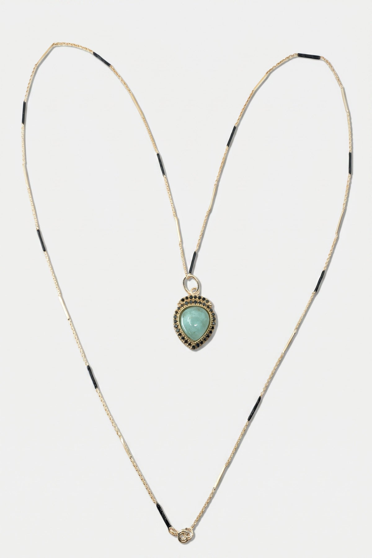 Aquamarine Necklace Black Diamond Black Enamel Chain
