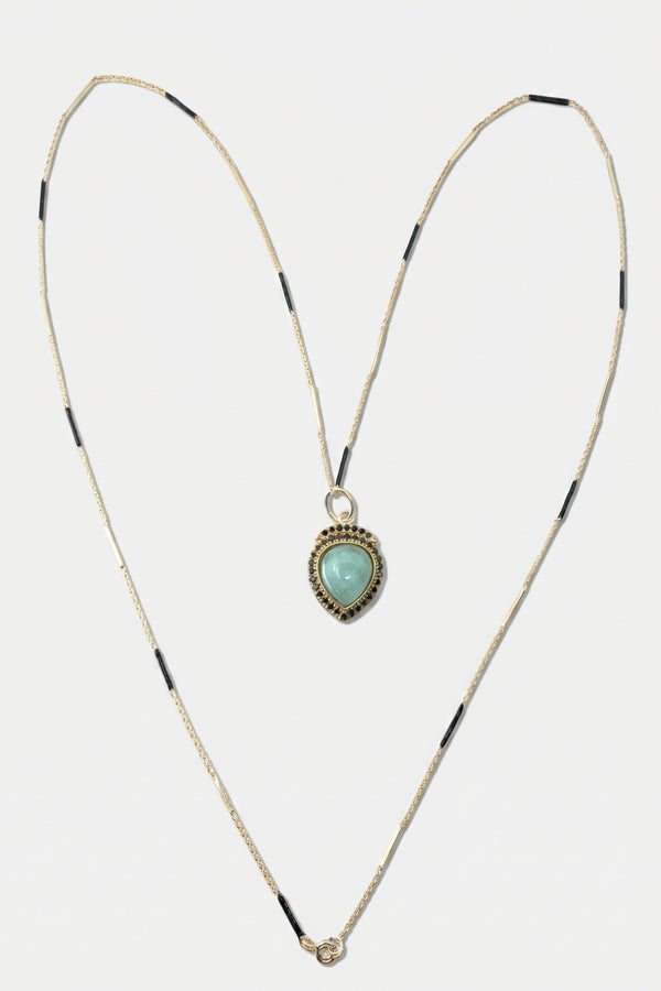 Aquamarine Necklace Black Diamond Black Enamel Chain