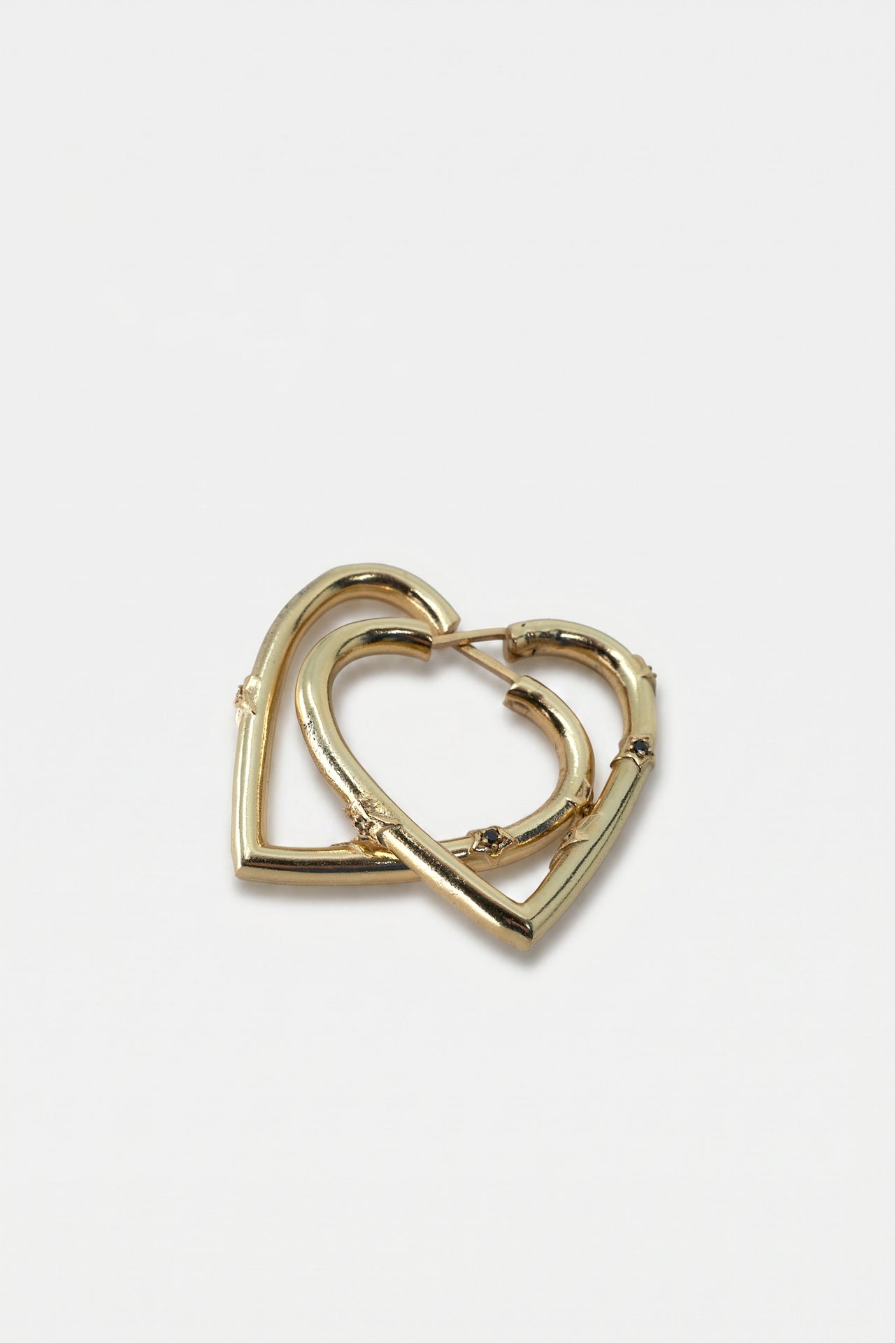 Heart Hoop Earrings Black Diamond