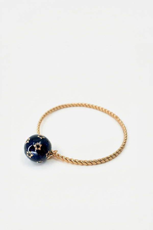 Black Diamond Star Charm Bangle Black Enamel Bracelet
