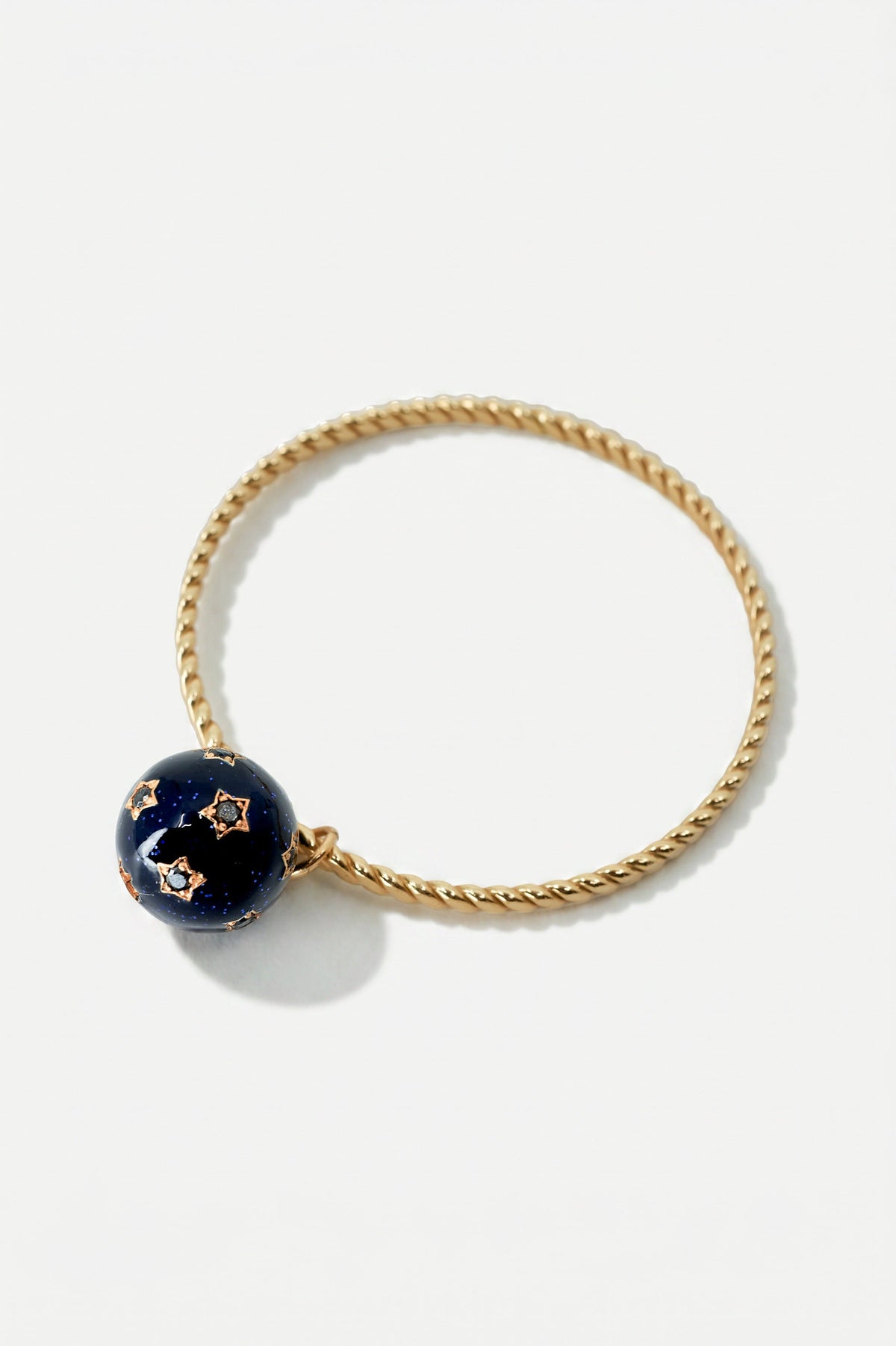 Black Diamond Star Charm Bangle Black Enamel Bracelet
