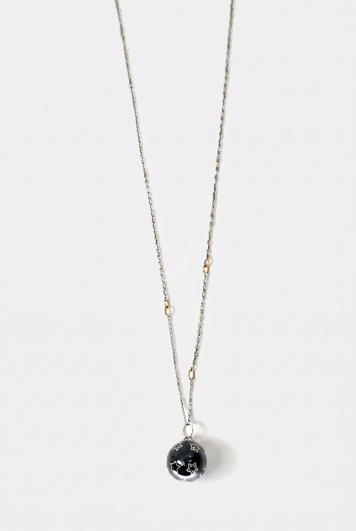 Diamond Star Sphere Necklace Enamel Silver