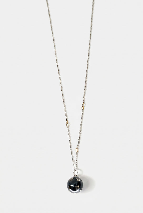 Diamond Star Sphere Necklace Enamel Silver