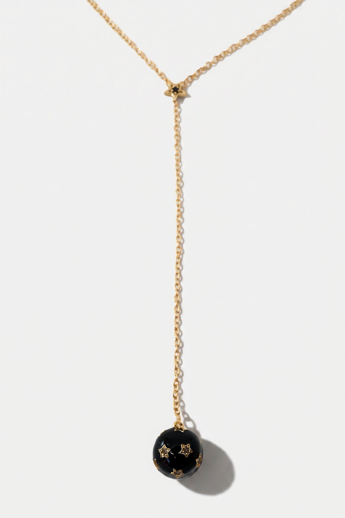 Diamond Star Sphere Drop Necklace Gold Plated