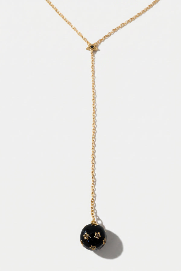 Diamond Star Sphere Drop Necklace Gold Plated